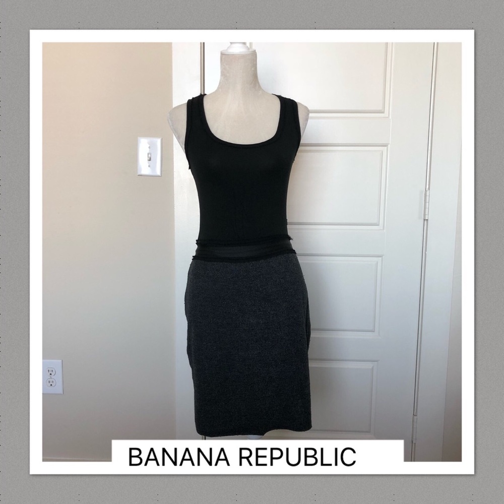 Banana Republic Black And Gray Form Fitting Dress